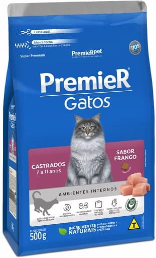 Ração Premier Ambientes Internos Gatos Castrados 7,5kg 2